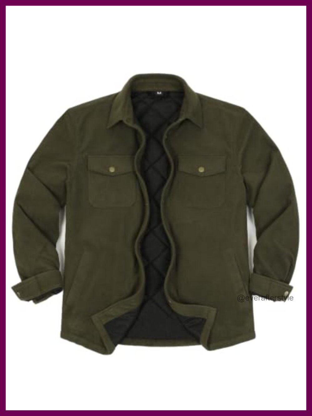 Men's Quilted Lined Plaid Shacket Fleece Overshirt Snap Button Winter Work
